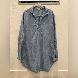 CP Shades Blue Linen Blouse